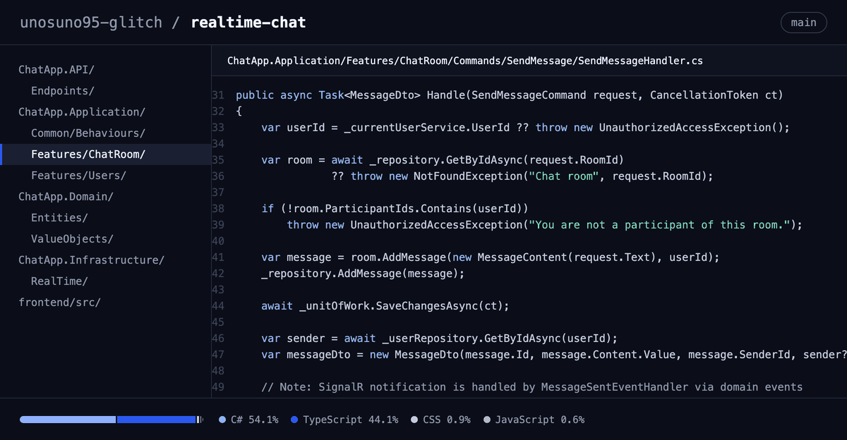 Code from the repository: Real-time chat